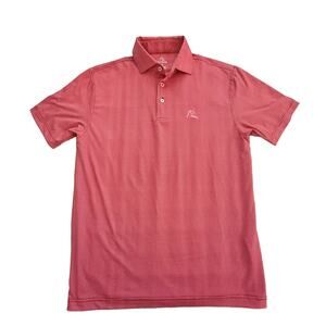 Rhoback Men's Red Houndstooth Polo Golf Performance Shirt S EUC